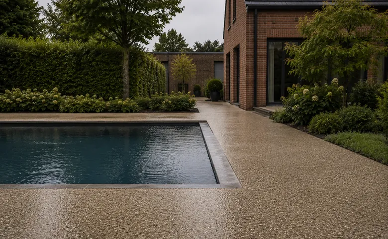 Contour de piscine en tapis de pierre antidérapant